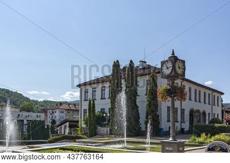 Troyan, Bulgaria - August 31, 2021: Panoramic View Of Center Of Town Of Troyan, Lovech Region, Bulga