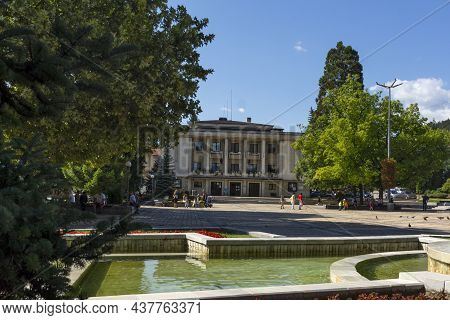 Troyan, Bulgaria - August 31, 2021: Panoramic View Of Center Of Town Of Troyan, Lovech Region, Bulga
