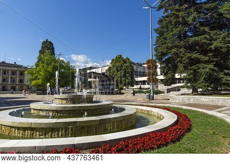 Troyan, Bulgaria - August 31, 2021: Panoramic View Of Center Of Town Of Troyan, Lovech Region, Bulga