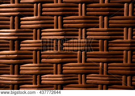 Hand-made Textured Basket. Wickerwork Close-up. Backdrop For Design Ideas.