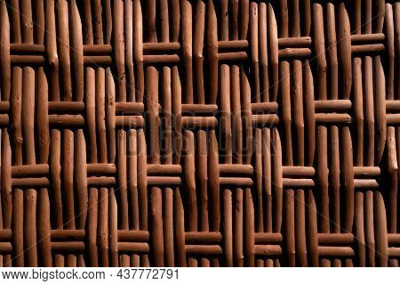 Hand-made Textured Basket. Wickerwork Close-up. Backdrop For Design Ideas.