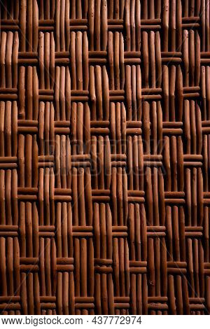Hand-made Textured Basket. Wickerwork Close-up. Backdrop For Design Ideas. Vertical Frame.