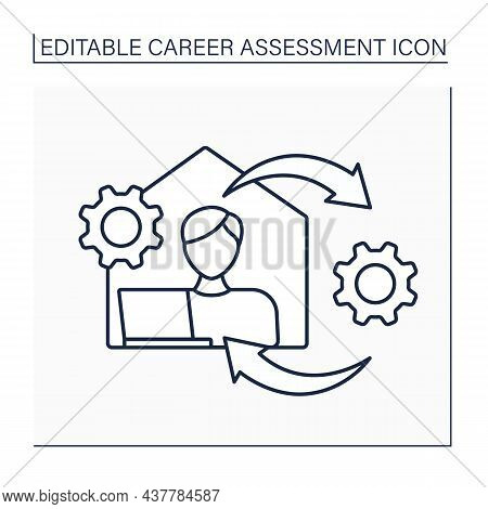Physical Work Environment Line Icon. Layout And Location Of Workplace. Facilities In Workplace Used 