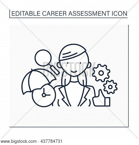Job Stability Line Icon.prospects For Future. Insurance And Employee Protection Through Employment C
