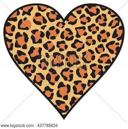 Leopard Heart Skin Background (pattern). Color Vector Illustration.