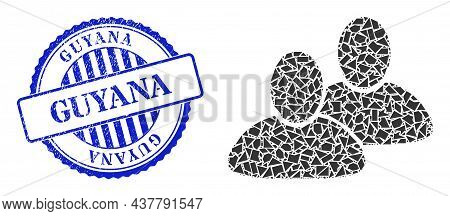 Spall Mosaic Customers Icon, And Blue Round Guyana Rough Stamp Seal With Word Inside Round Form. Cus