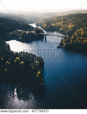 Lake Ottenstein With Castle Liechtenfels During Autumn