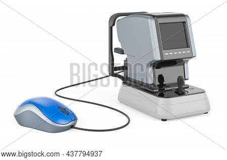 Autorefractometer With Computer Mouse. 3d Rendering Isolated On White Background