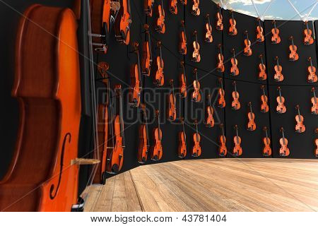 Violiner hang på væggen
