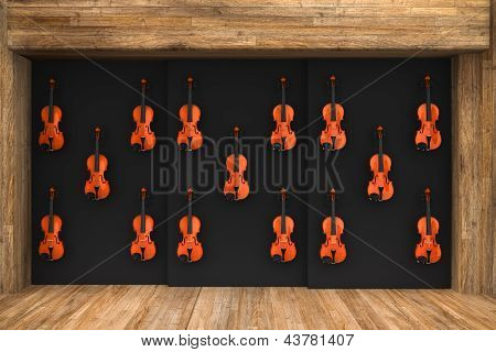 Violiner hang på væggen