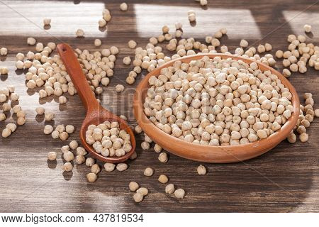 Cicer Arietinum - Raw Grains Of Chickpea; Legume With Important Culinary And Nutritional Qualities
