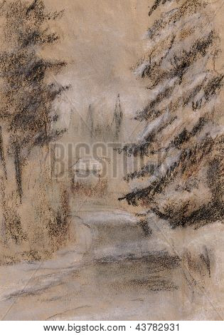 Pelz-Bäume im Schnee
