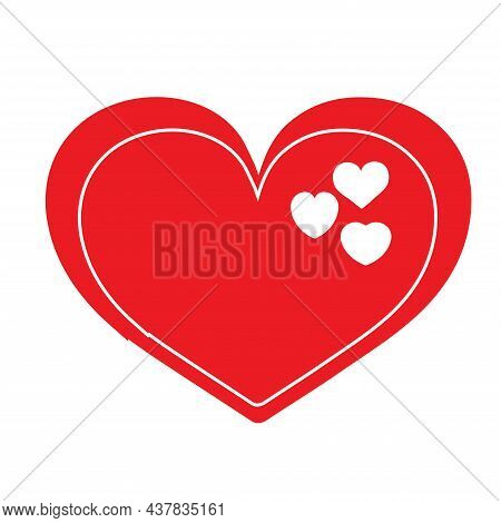 Collection Of Heart Illustrations, Four Designs, Symbol, Logo, Isolated White Background, Shadow On 