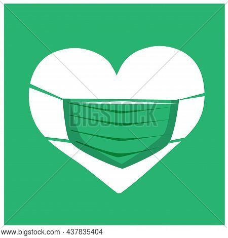 Collection Of Heart Illustrations, Symbol, Hygienic Mask, Coronavirus, Care, Logo, Isolated White Ba