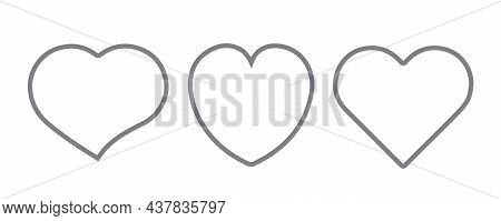 Collection Of Heart Illustrations, Four Designs, Symbol, Logo, Isolated White Background, Shadow On 