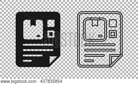 Black Waybill Icon Isolated On Transparent Background. Vector