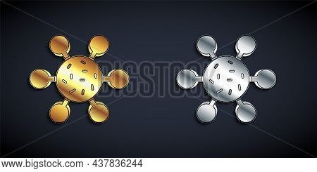 Gold And Silver Bacteria Icon Isolated On Black Background. Bacteria And Germs, Microorganism Diseas