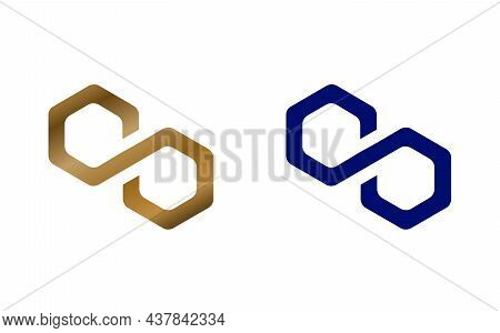 Polygon Matic Cryptocurrency Symbol Golden Coin Illustration