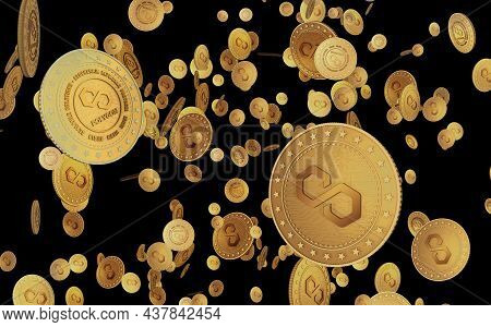 Polygon Matic Cryptocurrency Symbol Golden Coin Illustration