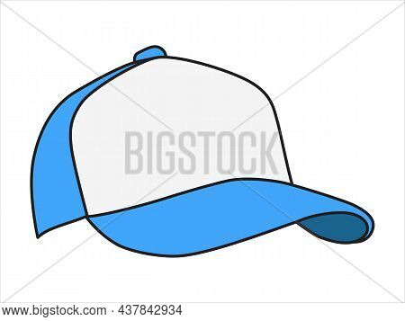 Blue Baseball Cap In Angles View Front. Mockup Baseball Cap For Design, Cartoon. 
Vector Illustratio