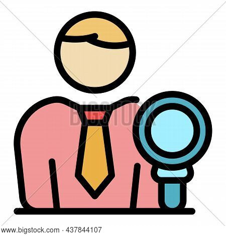 Tax Inspector Icon. Outline Tax Inspector Vector Icon Color Flat Isolated