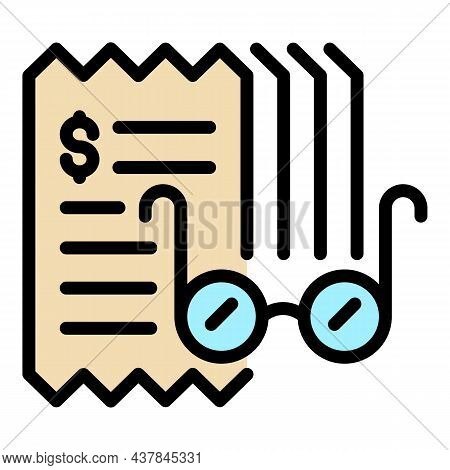 Tax Inspector Eyeglasses Icon. Outline Tax Inspector Eyeglasses Vector Icon Color Flat Isolated