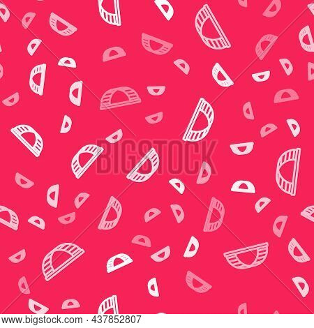 White Line Monkey Bar Icon Isolated Seamless Pattern On Red Background. Vector