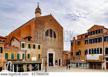 October 01, 2017 - Venice, Veneto, Italy: Campo San Pantalon And Main Facade Of The Church Of San Pa