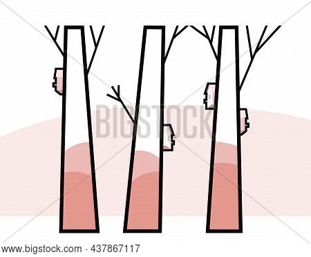 Starling-houses On The Trunks Isolated On White