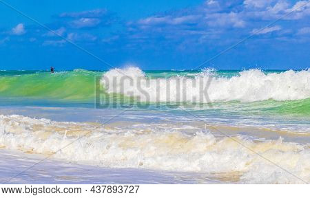 Tropical Mexican Beach Waves Turquoise Water Playa Del Carmen Mexico.
