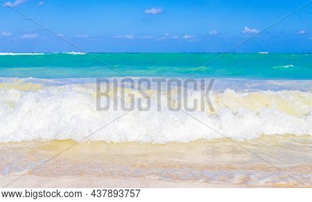 Tropical Mexican Beach Waves Turquoise Water Playa Del Carmen Mexico.