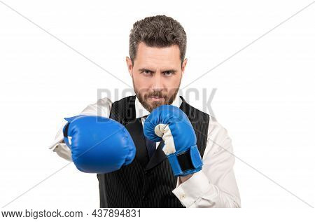 Punching. Successful Ceo Boxer. Relentless Struggle And Success.