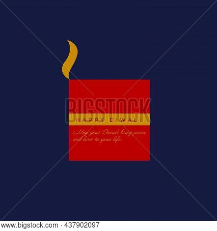 Square Diya With Diwali Greetings. Happy Diwali.