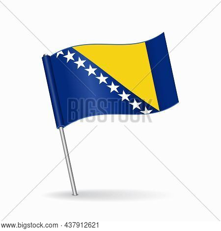 Bosnia Herzegovinan Flag Map Pointer Layout. Vector Illustration.