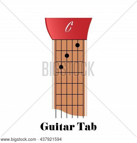 Guitar Tabulator With Chord C Major, Vector Illustration