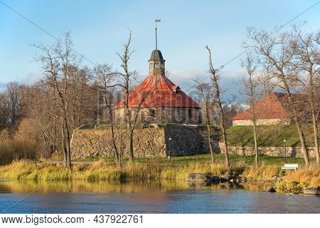View Of The Ancient Korela Fortress On A Sunny October Day. Priozersk, Russia
