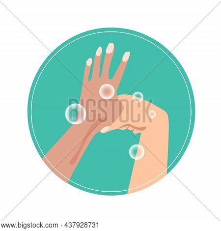 Infographic How To Wash Your Hands Properly. Illustration Of Handwashing. Washing Hands With Soap Si