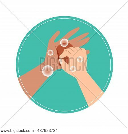 Infographic How To Wash Your Hands Properly. Illustration Of Handwashing. Washing Hands With Soap Si