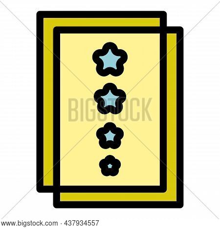 Five Stars Diplom Icon. Outline Five Stars Diplom Vector Icon Color Flat Isolated