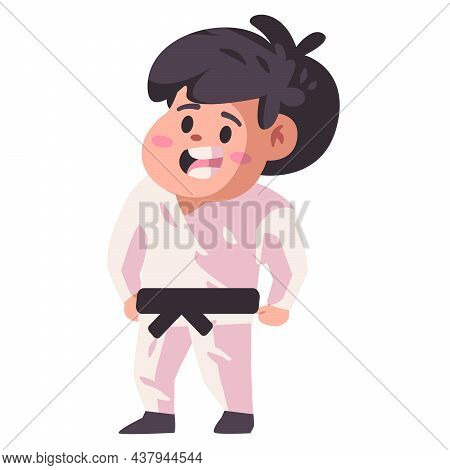 Kids Children Using White Kimono Will Attrack Martial Arts Jarate Black Belt Isolated Background Vec