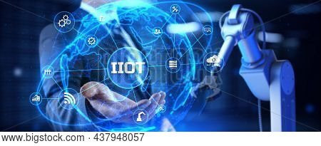 Iiot Industrial Internet Of Things . Business Industrial Technology Concept. Cobot 3d Render