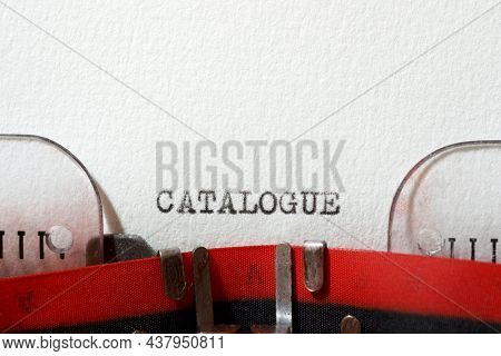 The word catalogue written with a typewriter.