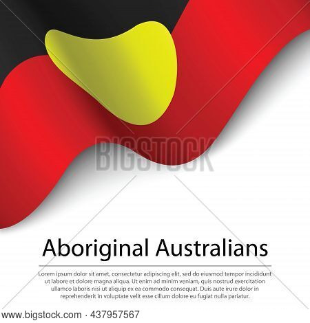 Waving Flag Of Aboriginal Australians On White Background. Banner Or Ribbon Vector Template