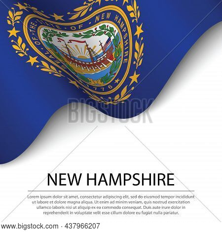 Waving Flag Of New Hampshire Is A State Of Usa On White Background. Banner Or Ribbon Vector Template