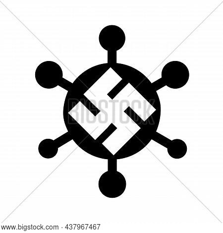 Coronavirus Fascist, Symbol. Cov Black Icon. Corona Virus. Isolated. Human Rights In A Pandemic Coro
