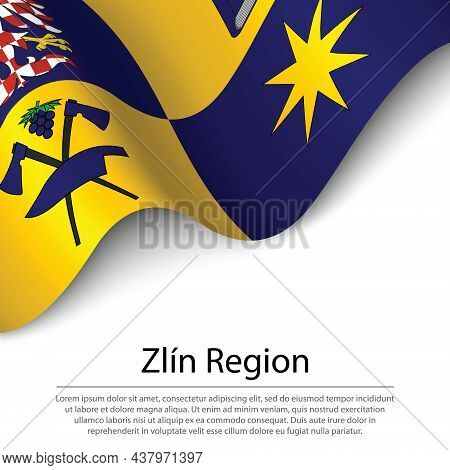 Waving Flag Of Zlin Is A Region Of Czech Republic On White Background. Banner Or Ribbon Vector Templ