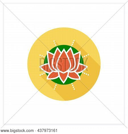 Lotus Flower Flat Icon. Sacral, Totem Plant. Indian National Flower, Symbol. Sun Sign. Waterlily. In