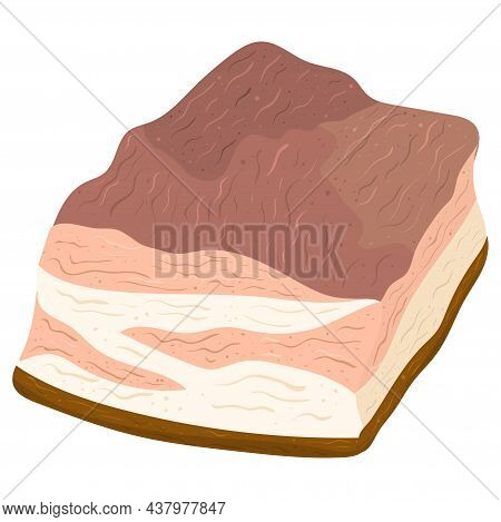 Cartoon Illustration With Meat Bakon. Vector Hand Drawn Graphic. Single Food Isolated Art.