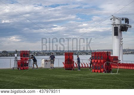 San Diego, California, Usa - October 4, 2021: The White Rady Shell Concert Venue At Jacobs Park. Wor