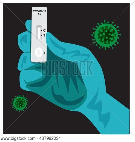 Vector, Illustration, Of, Covid-19, Antigen, Test, Kit, (atk), 
With, A, Nasal, Swab., Reagent, And,